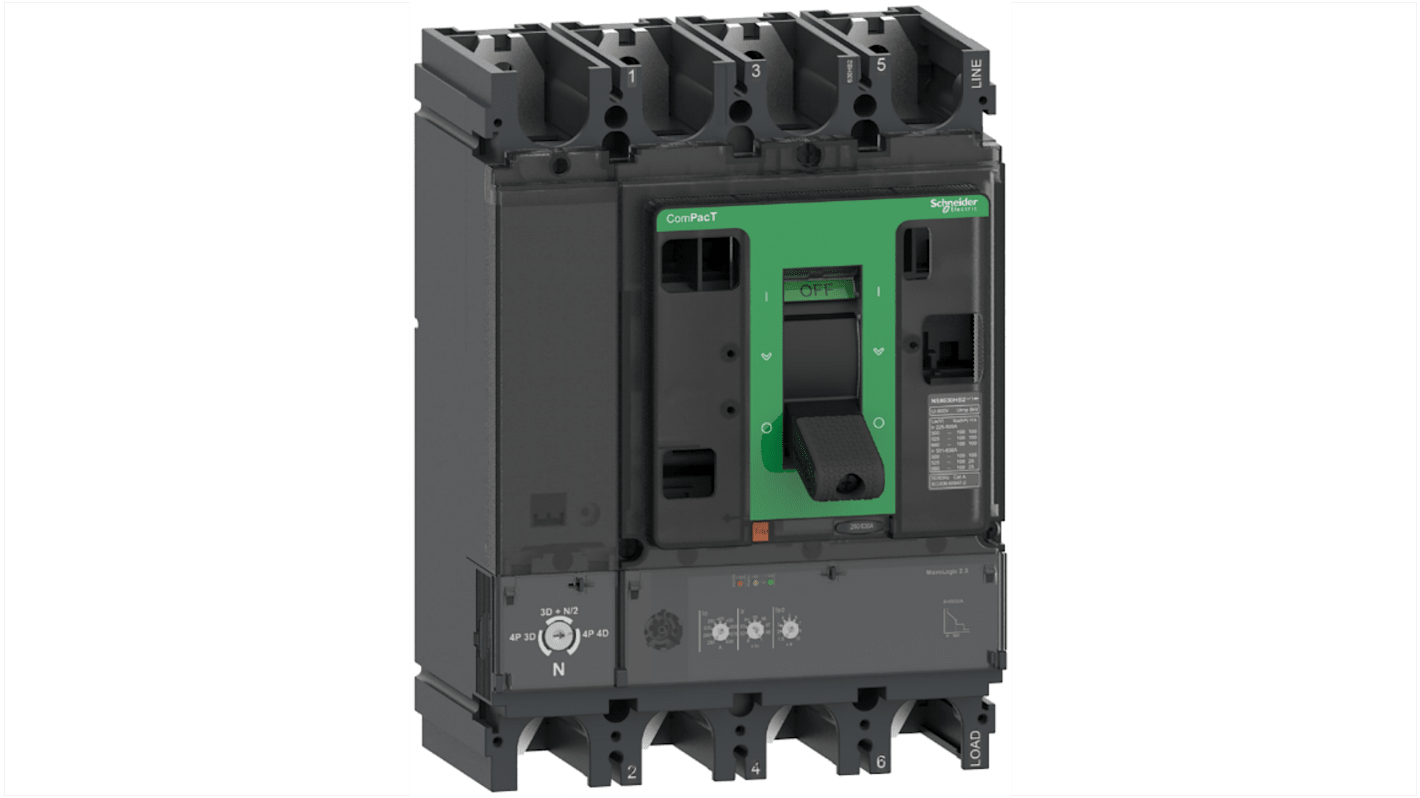 Schneider Electric, ComPacT MCCB 4P 400A, Fixed Mount