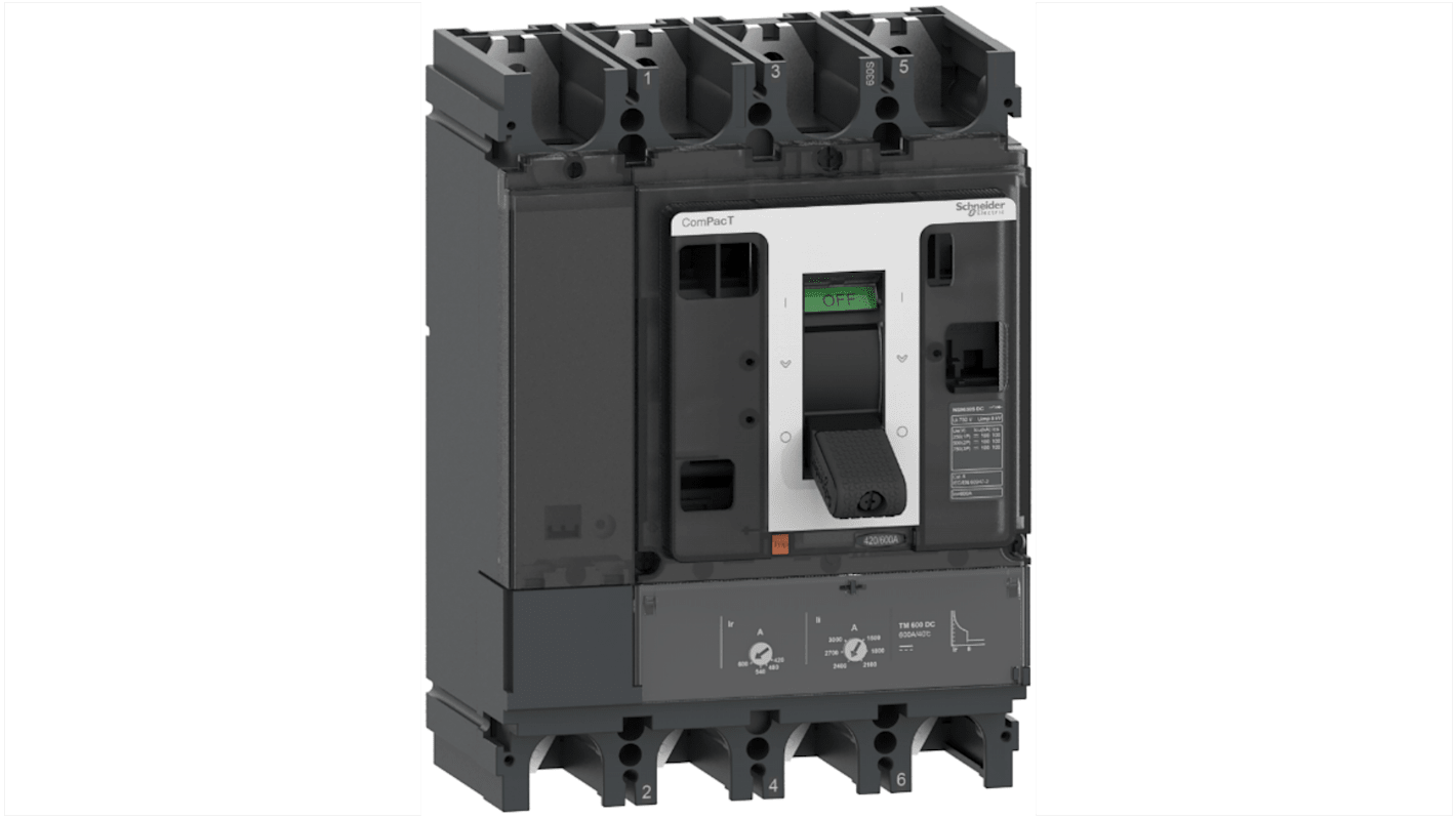 Schneider Electric, ComPacT MCCB 4P 500A, Fixed Mount