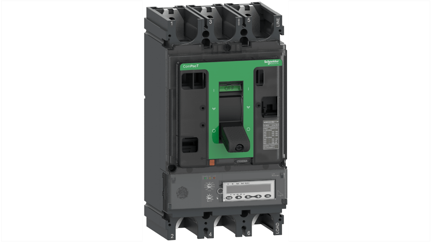 Schneider Electric, ComPacT MCCB 3P 630A, Fixed Mount