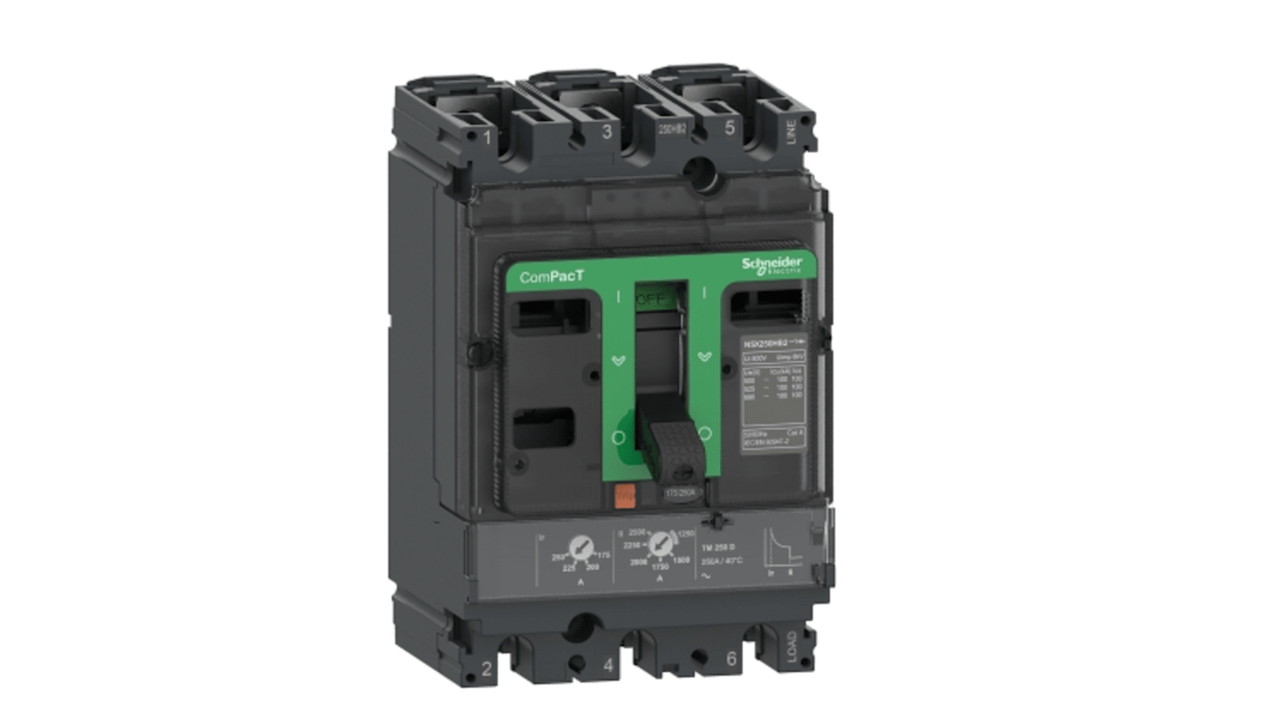 C10H3TM063 Schneider Electric, ComPacT MCCB 3P 63A, Fixed Mount RS