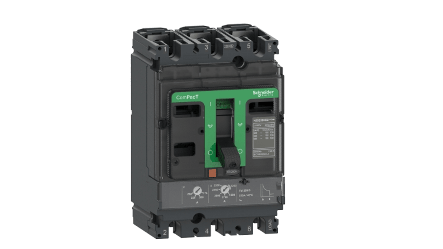 MCCB Schneider Electric, 3 Polos, 80A, Montaje fijo, ComPacT, NSX