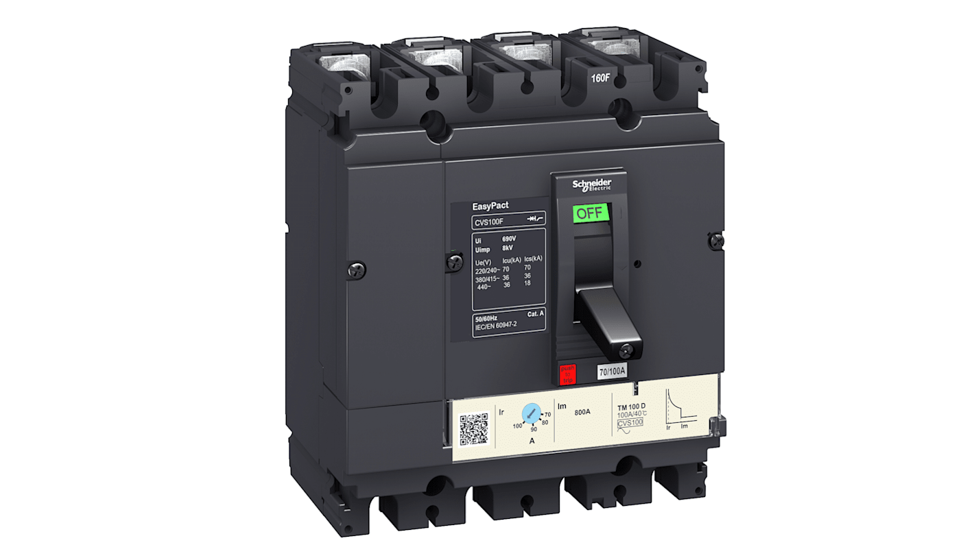 Schneider Electric - Easy Series, EasyPact CVS Circuit breaker 4P 25A, Breaking Capacity 36kA, Fixed Mount