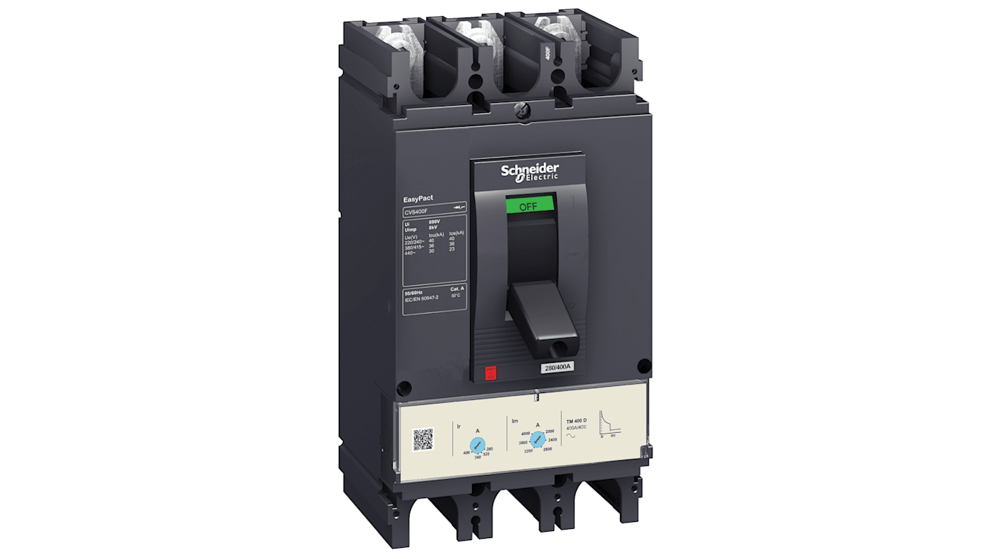 Schneider Electric - Easy Series, EasyPact CVS Circuit breaker 3P 400A, Breaking Capacity 36kA, Fixed Mount