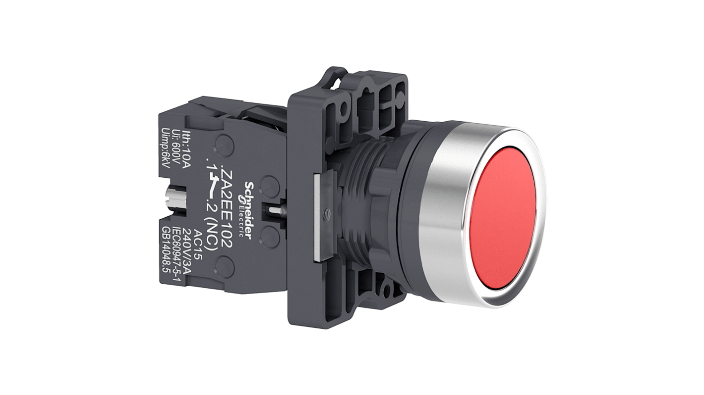 Schneider Electric - Easy Series XA2 Series Illuminated Push Button Switch, NC, 1 NC Slow-break, Red LED, 240V, IP65