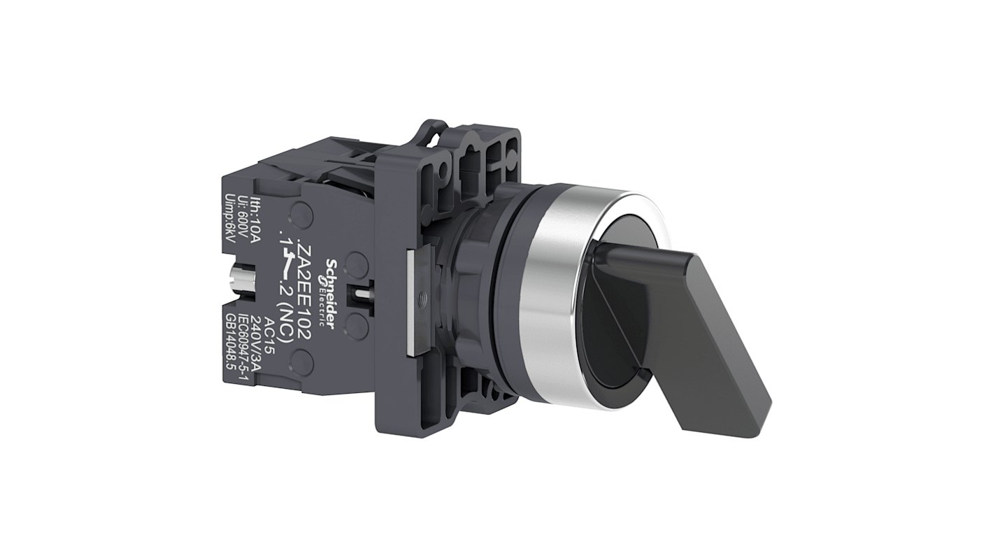 Schneider Electric - Easy Series Long Handle Selector Switch - (1NO + 1NC) 22mm Cutout Diameter, Illuminated 2 Positions