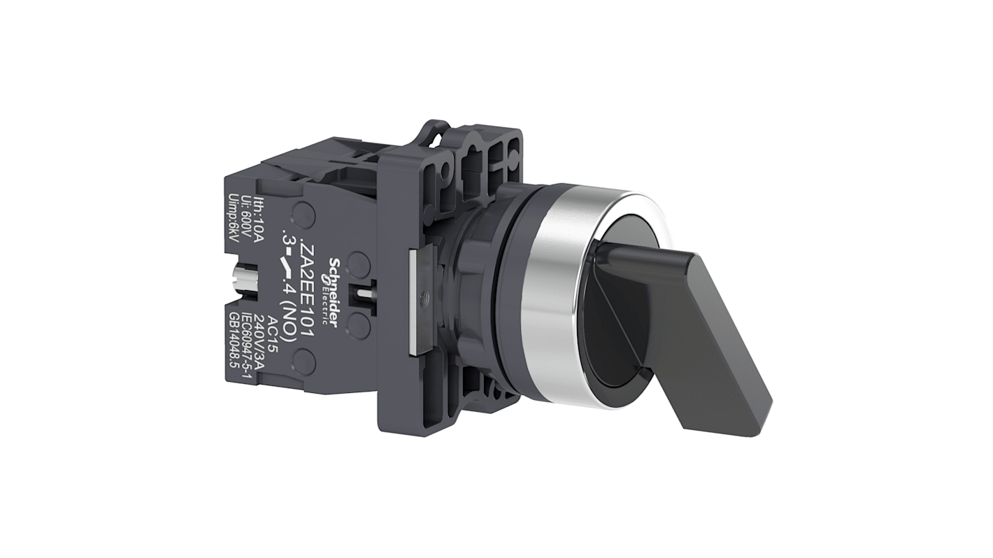 Schneider Electric - Easy Series Long Handle Selector Switch - (2NO) 22mm Cutout Diameter, Illuminated 3 Positions