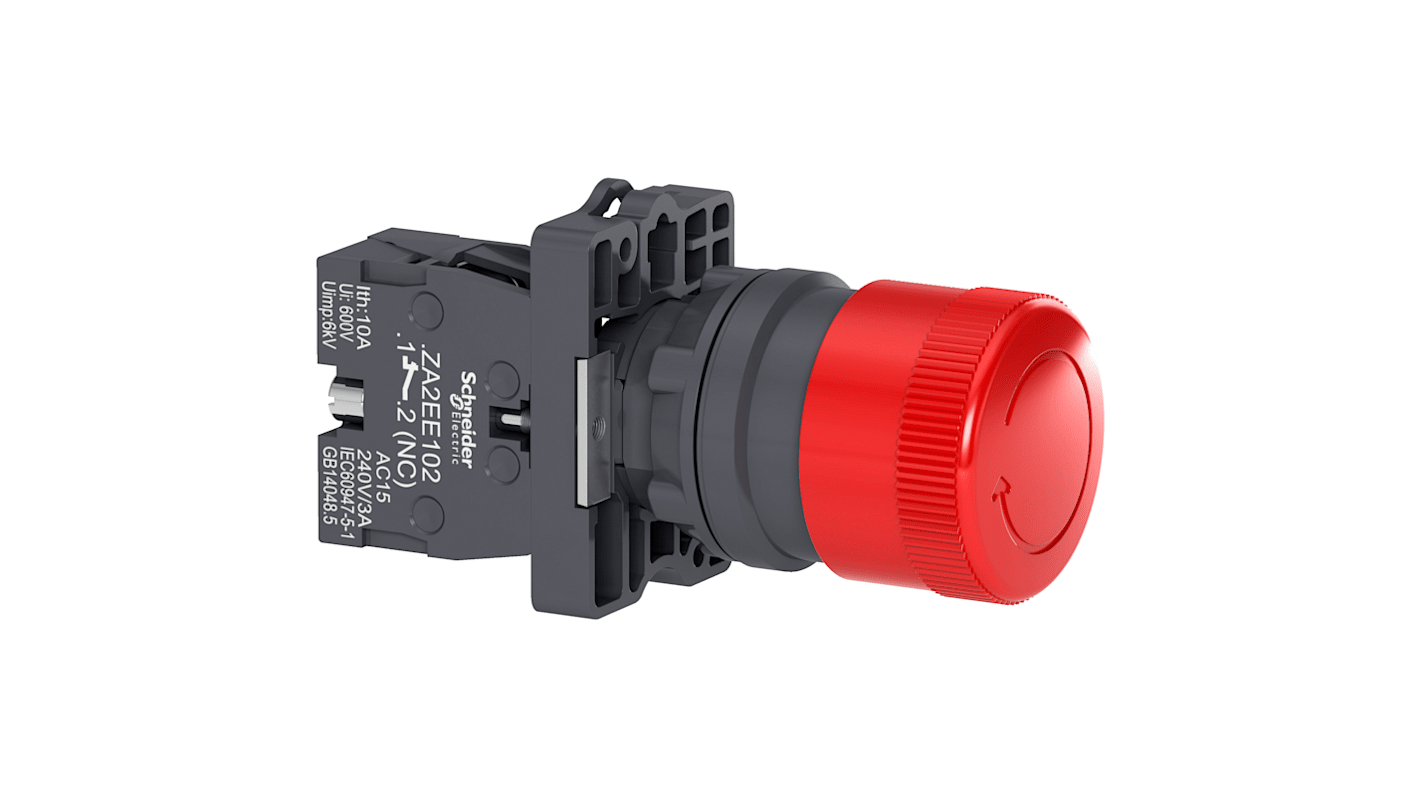 Schneider Electric - Easy Series XA2 Series Illuminated Push Button Switch, NC, Panel Mount, 1 NC Slow-break, Red LED,