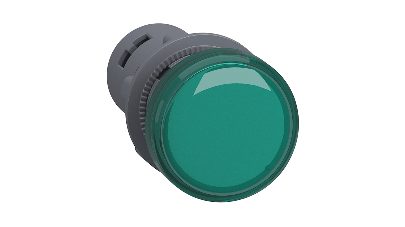 Schneider Electric - Easy Series, XA2, Panel Mount Green LED Pilot Light, 22mm Cutout, IP65, Round, 110V