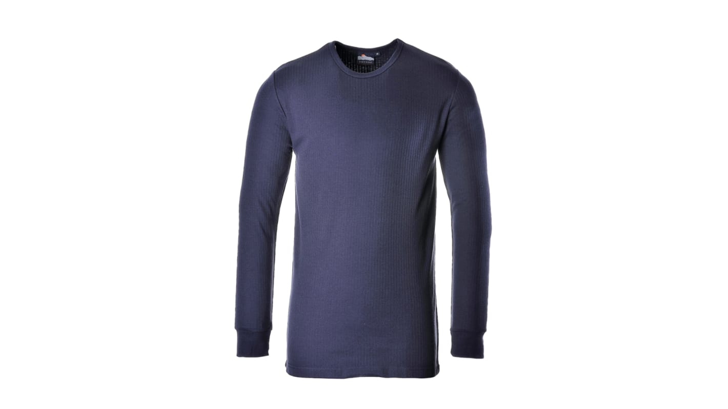 Portwest Navy Cotton, Polyester Long Sleeve T-Shirt, UK- 4XL, EUR- 4XL