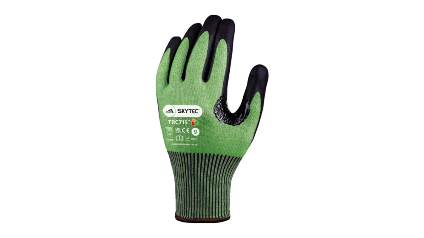 Showa Black, Green Nylon Assembly, Automotive Industry, Construction, Emergency Services Work Gloves, Size 6, XS, Foam