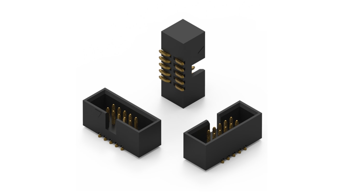 Conector macho para PCB Wurth Elektronik serie WR-BHD de 12 vías, 2 filas, paso 1.27mm, Montaje Superficial