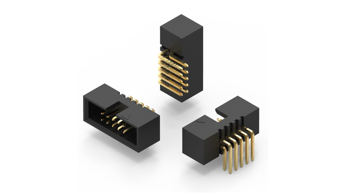 Conector macho para PCB Ángulo de 90° Wurth Elektronik serie WR-BHD de 12 vías, 2 filas, paso 1.27mm