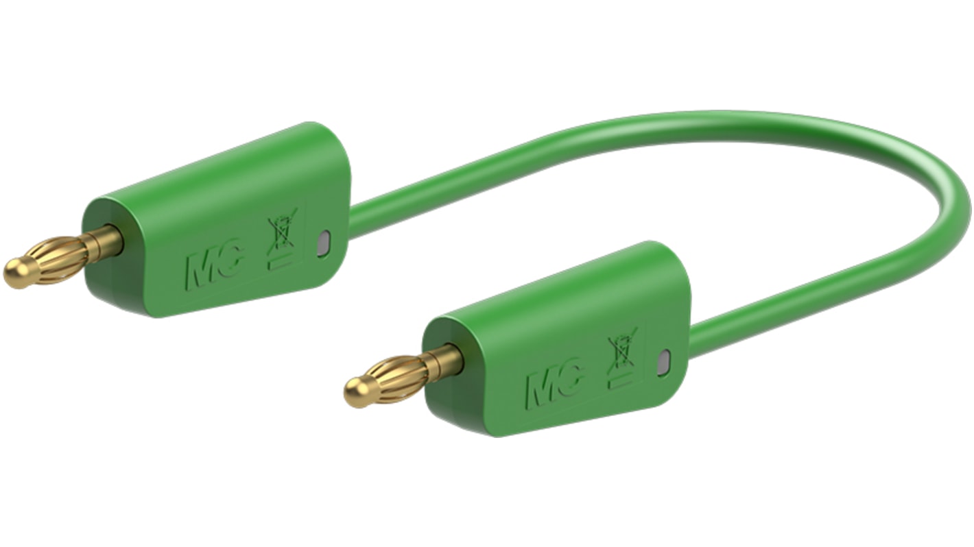 Staubli Test lead, 19A, 30V ac, Green, 500mm Lead Length