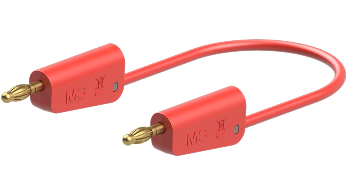 Cable de prueba Staubli de color Rojo, Conector, 30V ac, 19A, 2m