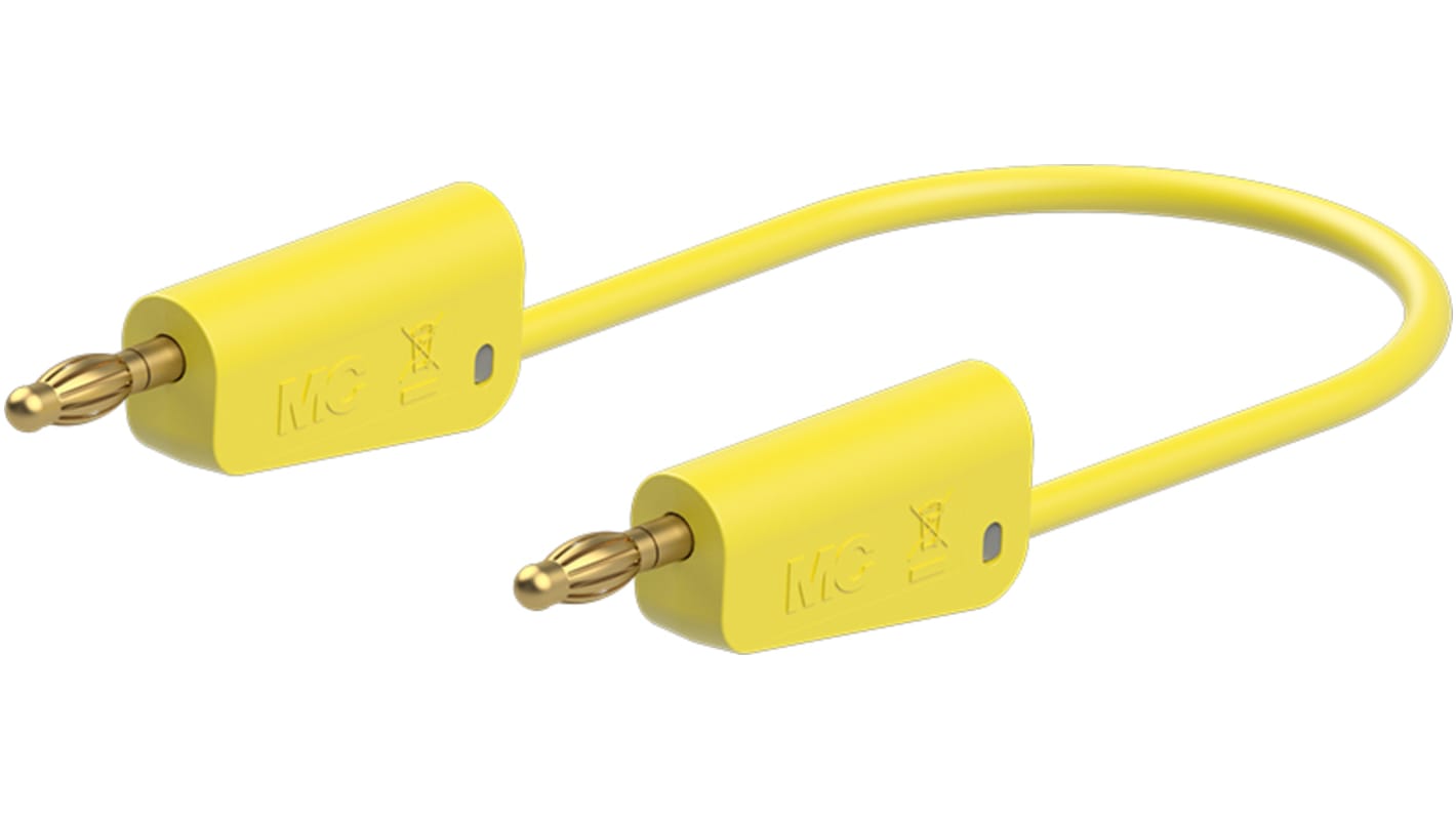 Staubli Test lead, 19A, 30V ac, Yellow, 2m Lead Length