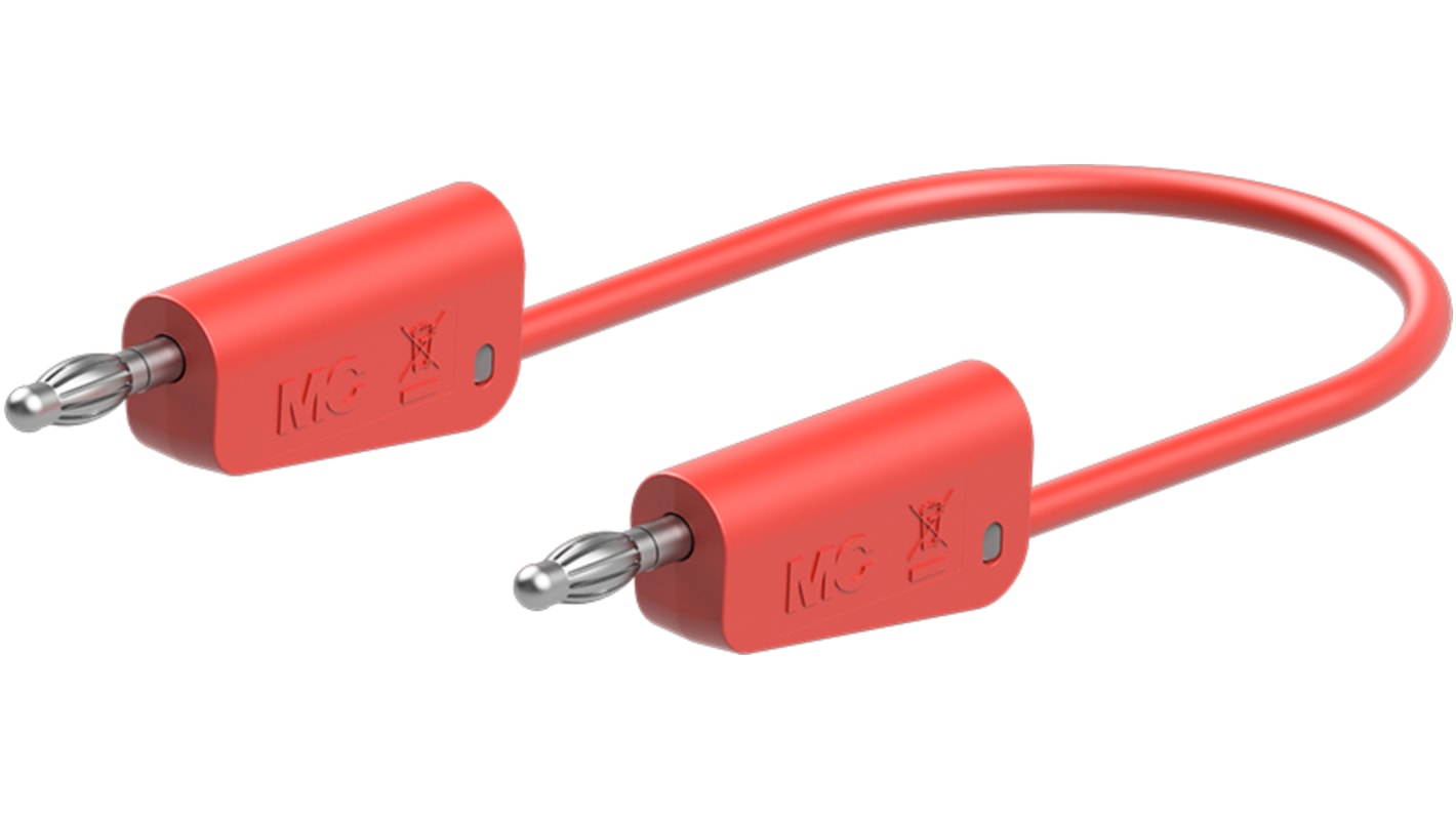 Cable de prueba Staubli de color Rojo, Conector, 30V ac, 19A, 1m