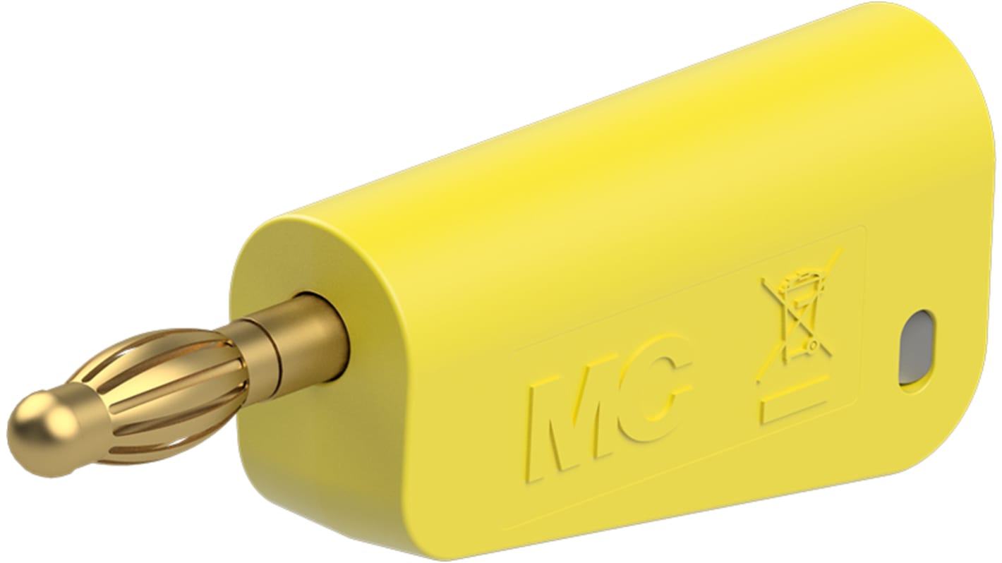 Conector macho para pruebas Macho, 32A, 30V ac, Contacto Oro, Amarillo