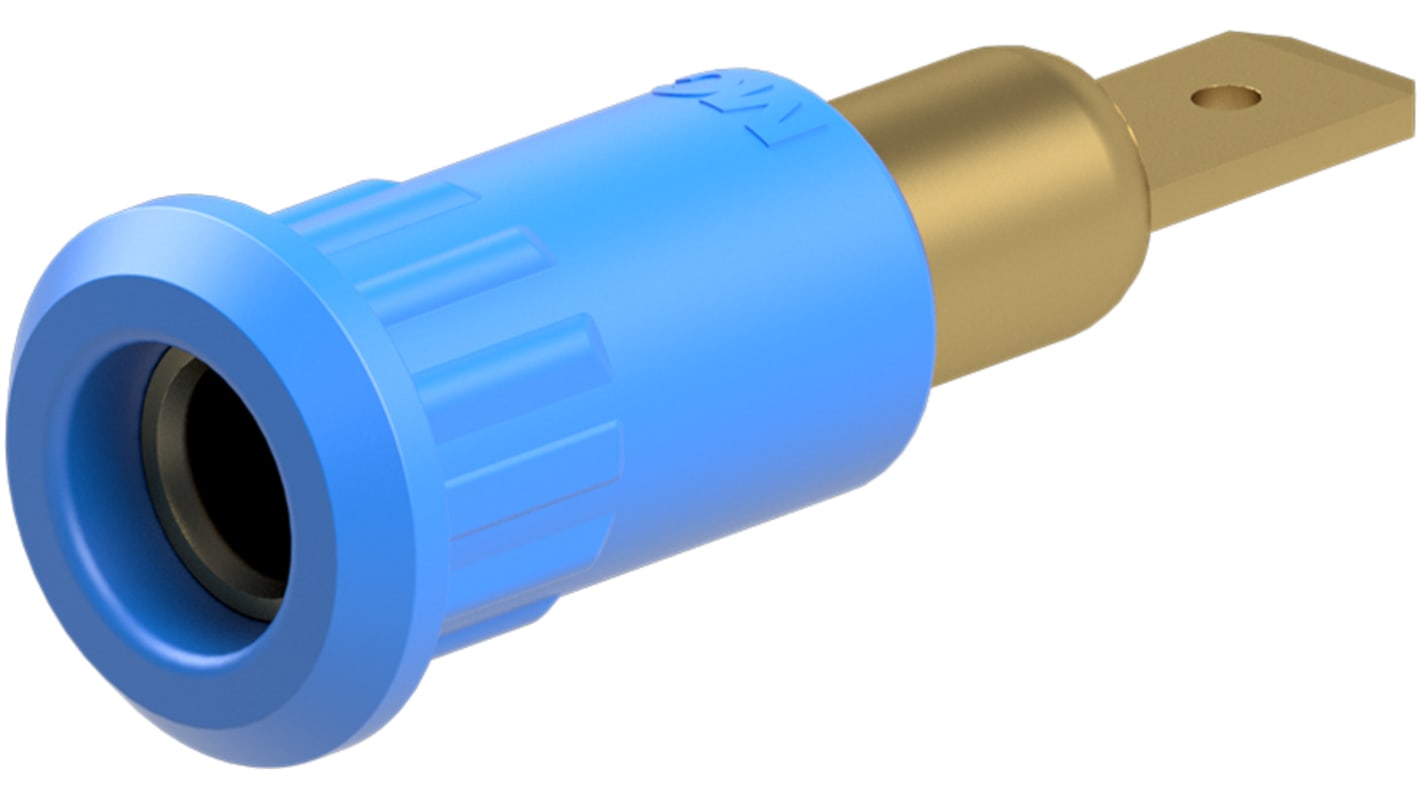 Staubli Blue Socket Test Socket, Tab Termination, 25A, 30V ac, Gold Plating