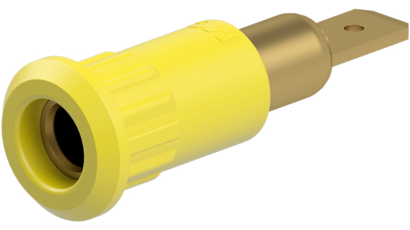 Conector hembra para pruebas Hembra, 25A, 30V ac, Contacto Oro, Amarillo