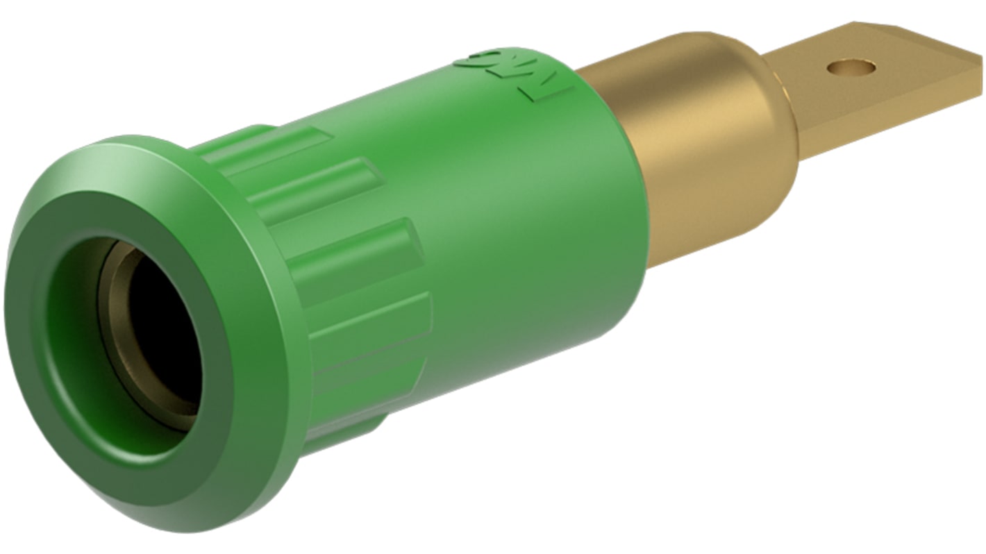 Staubli Green Socket Test Socket, Tab Termination, 25A, 30V ac, Gold Plating