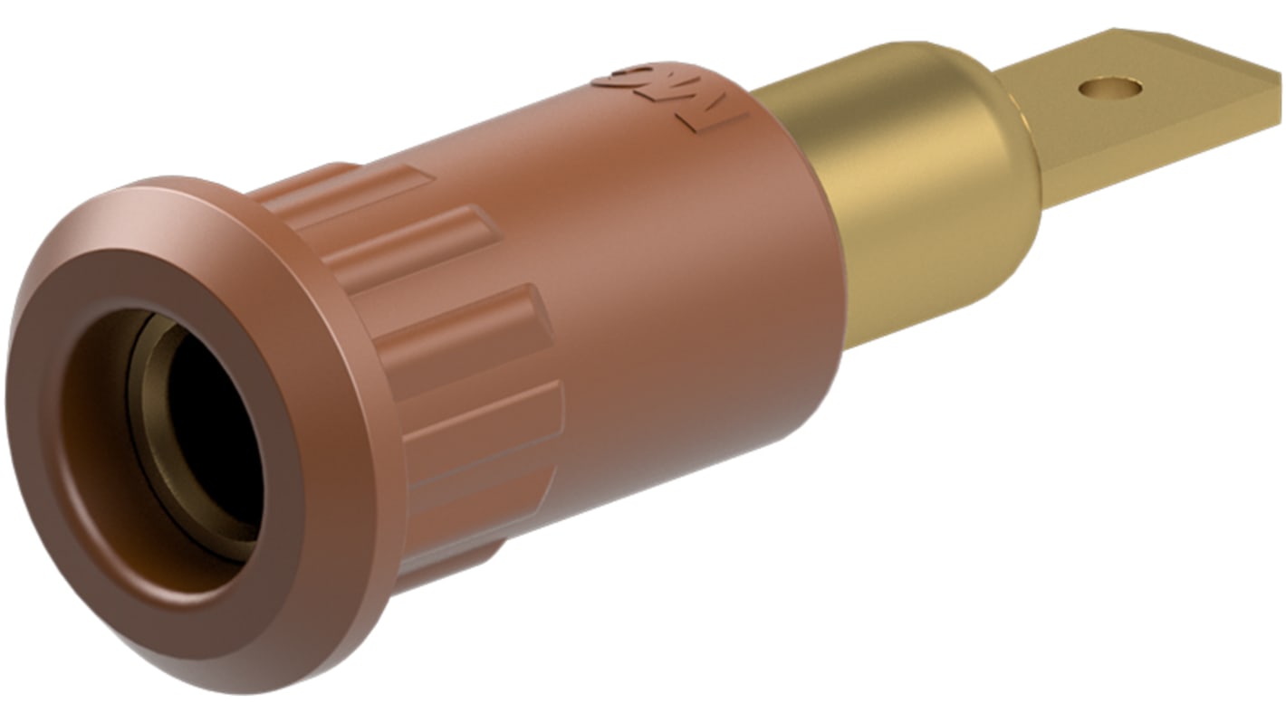 Staubli Brown Socket Test Socket, Tab Termination, 25A, 30V ac, Gold Plating