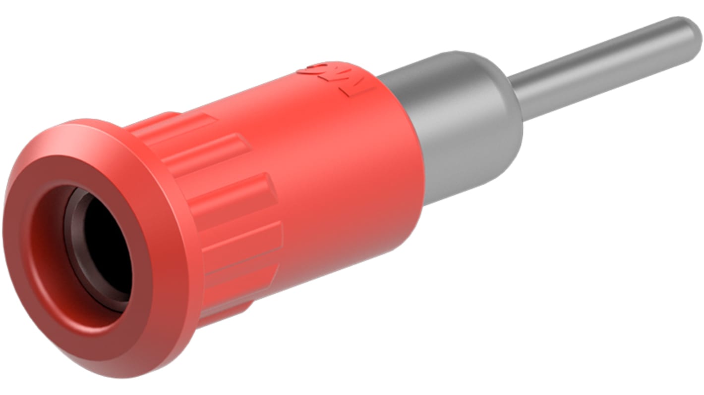 Conector hembra para pruebas Hembra, 25A, 30V ac, Contacto Níquel, Rojo