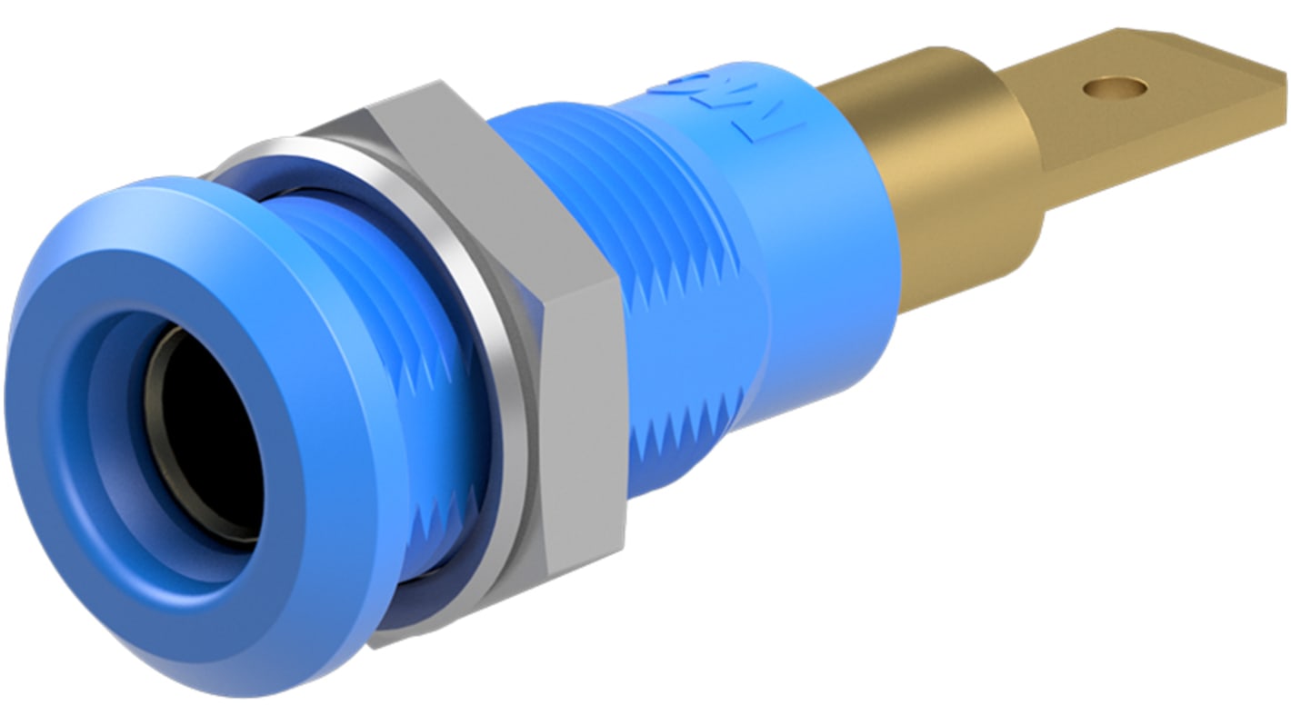 Staubli Blue Socket Test Socket, Tab Termination, 25A, 30V ac, Gold Plating