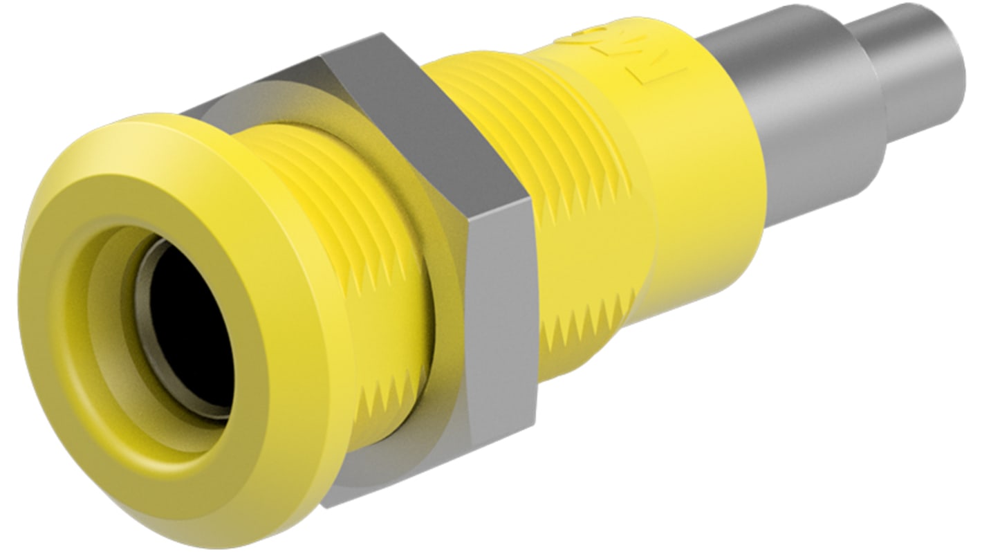Staubli Yellow Socket Test Socket, Solder Termination, 25A, 30V ac, Nickel Plating