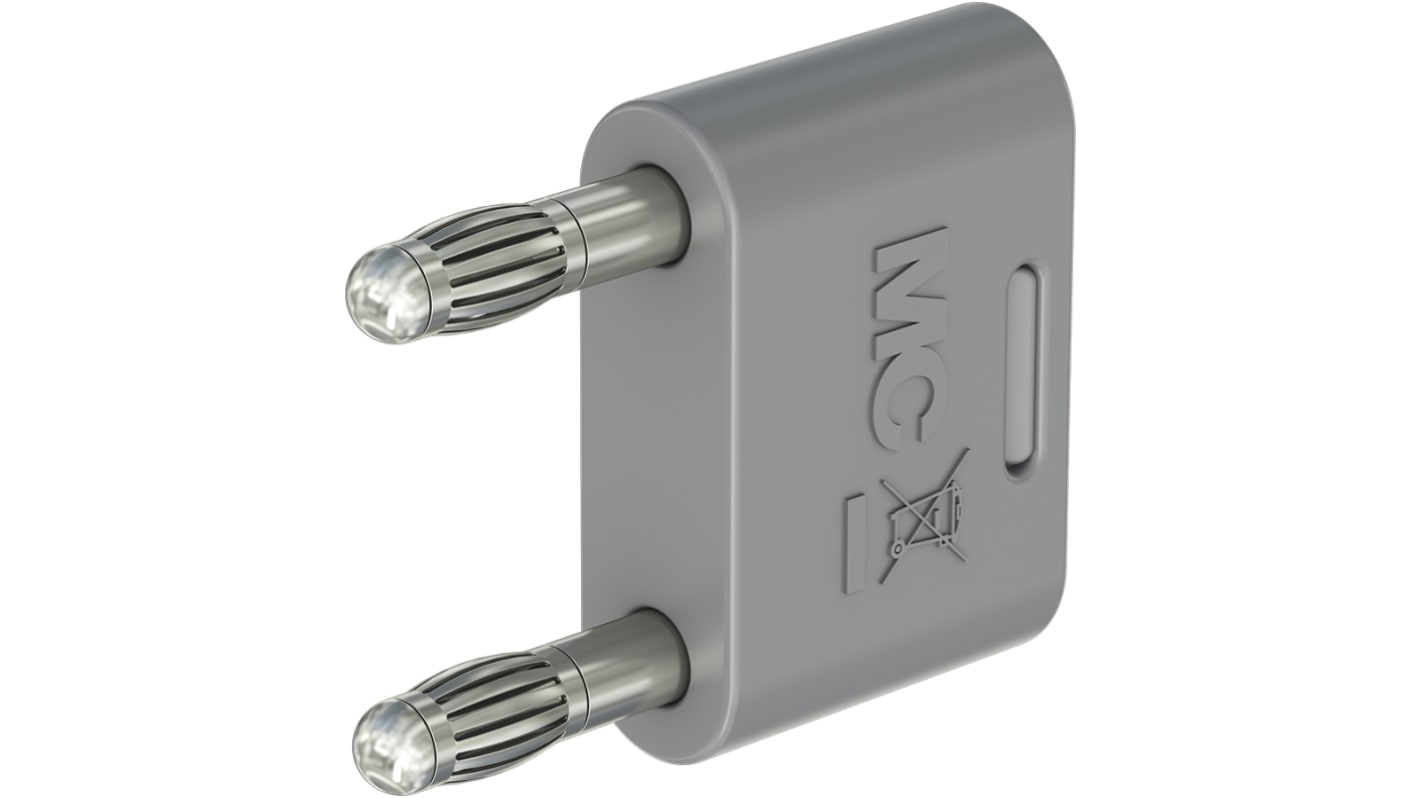 Conector de prueba de 4 mm Macho, 32A, 30V ac, Contacto Níquel, Gris