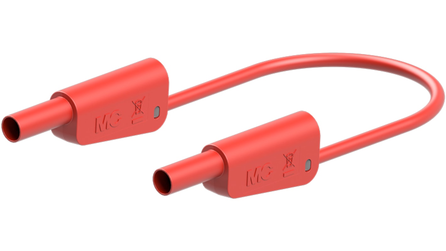 Cable de prueba Staubli de color Rojo, Conector, 1kV, 19A, 2m