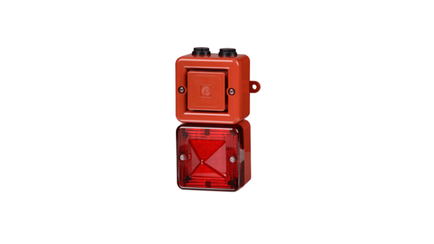 e2s SONFL1X Series Red Sounder Beacon, 12 V dc, IP66, Back Box with Mounting Lugs – 2 x M20, 101 → 103dB at 1