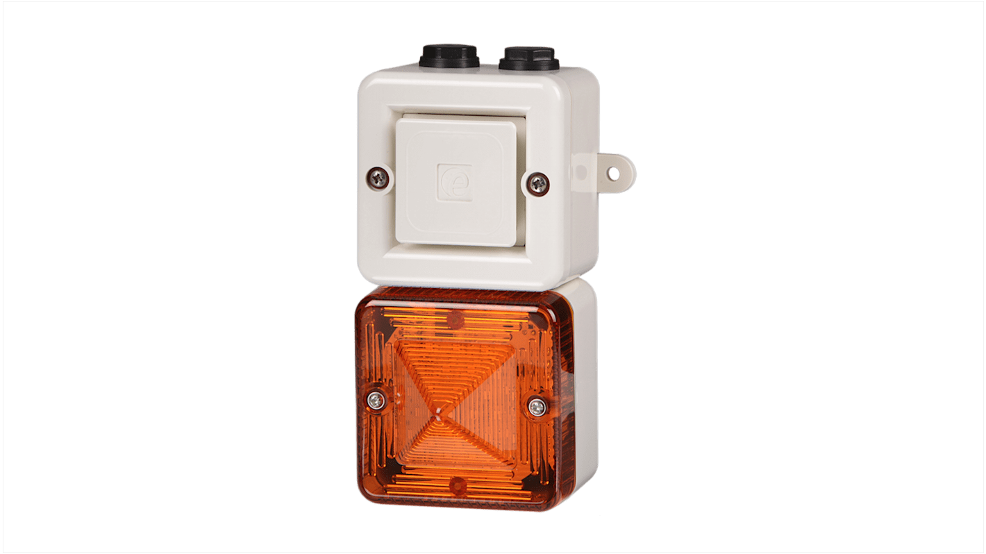 e2s SONFL1X Series Amber Sounder Beacon, 12 V dc, IP66, Back Box with Mounting Lugs – 2 x M20, 101 → 103dB at 1