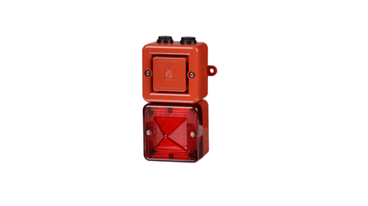 e2s SONFL1X Series Red Sounder Beacon, 24 V dc, IP66, Back Box with Mounting Lugs – 2 x M20, 101 → 103dB at 1