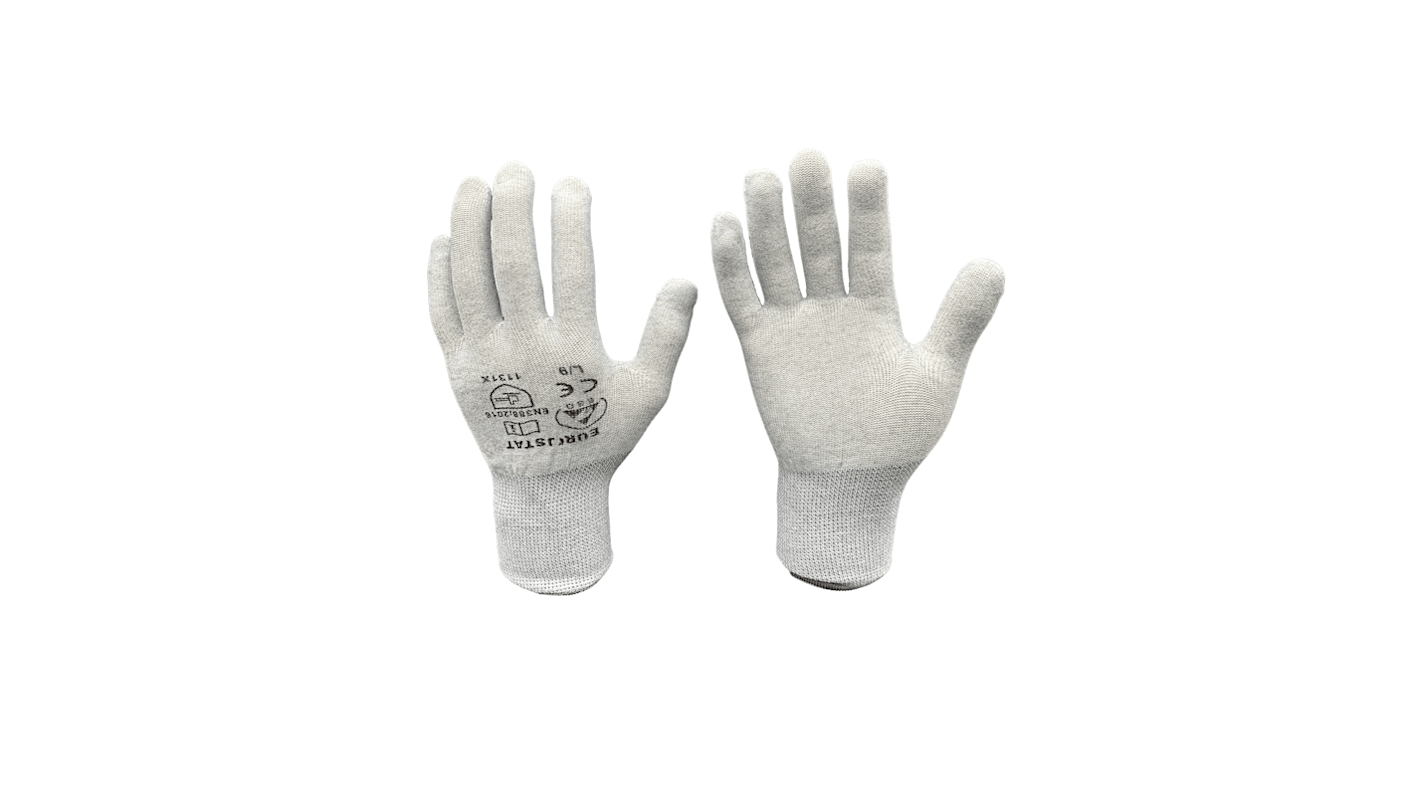EUROSTAT Antistatische Handschuhe, Größe 10, Allgemeine Anwendungen, Polyester Grau 1Paar Stk.