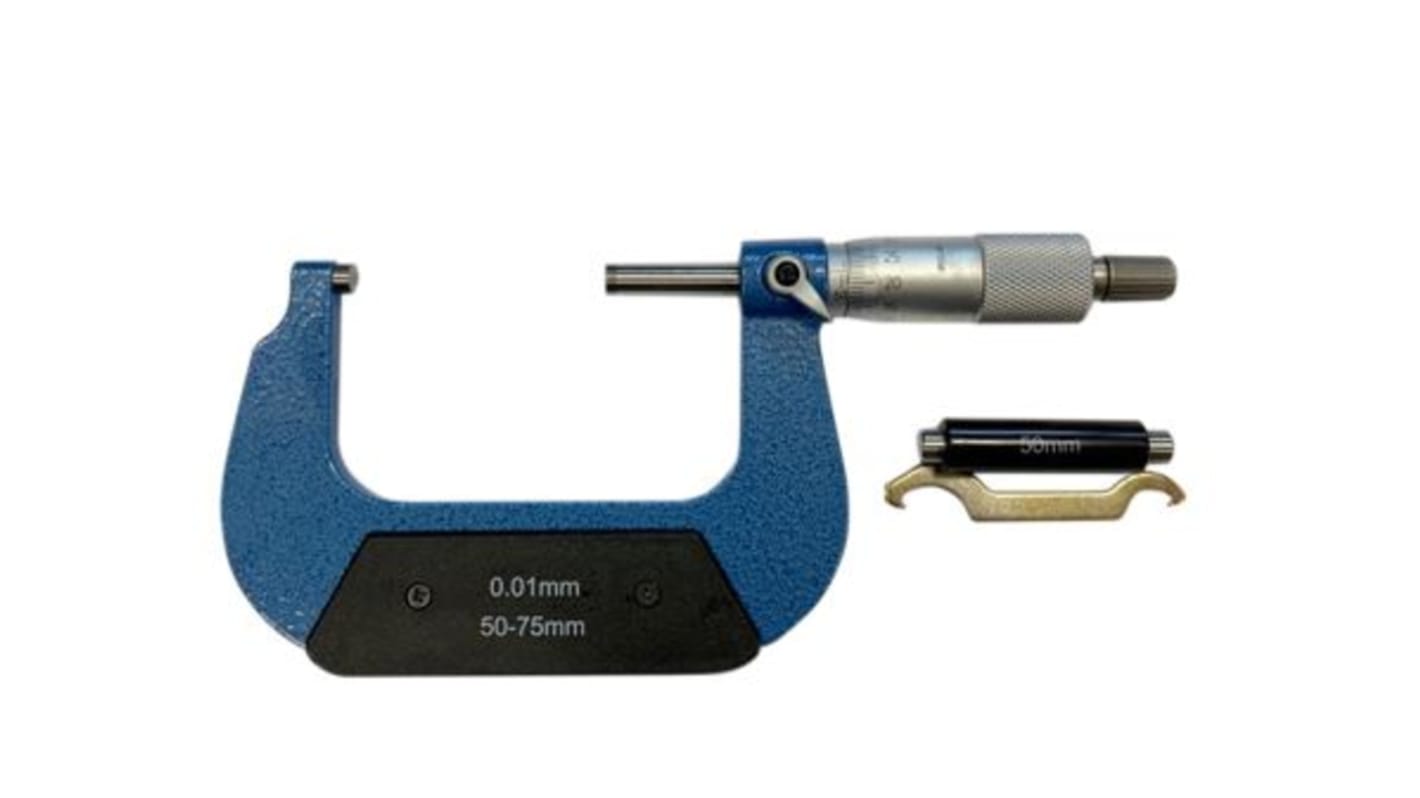 RS PRO External Micrometer, Range 50 mm to 75 mm, With UKAS Calibration