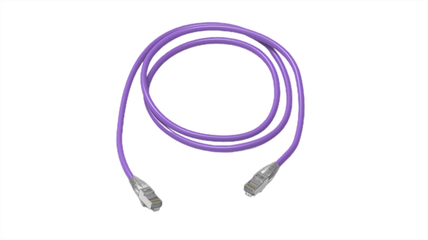 Amphenol Industrial Cat6a RJ45 to RJ45 Ethernet Cable, S/FTP, Purple, 50m