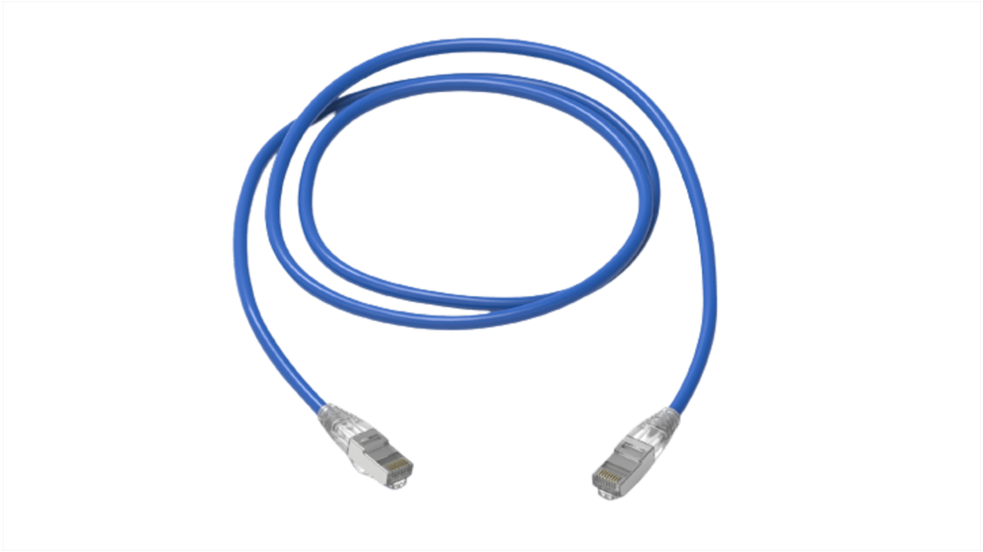 Câble Ethernet catégorie 6a S/FTP HellermannTyton Connectivity, Bleu, 1m Avec connecteur