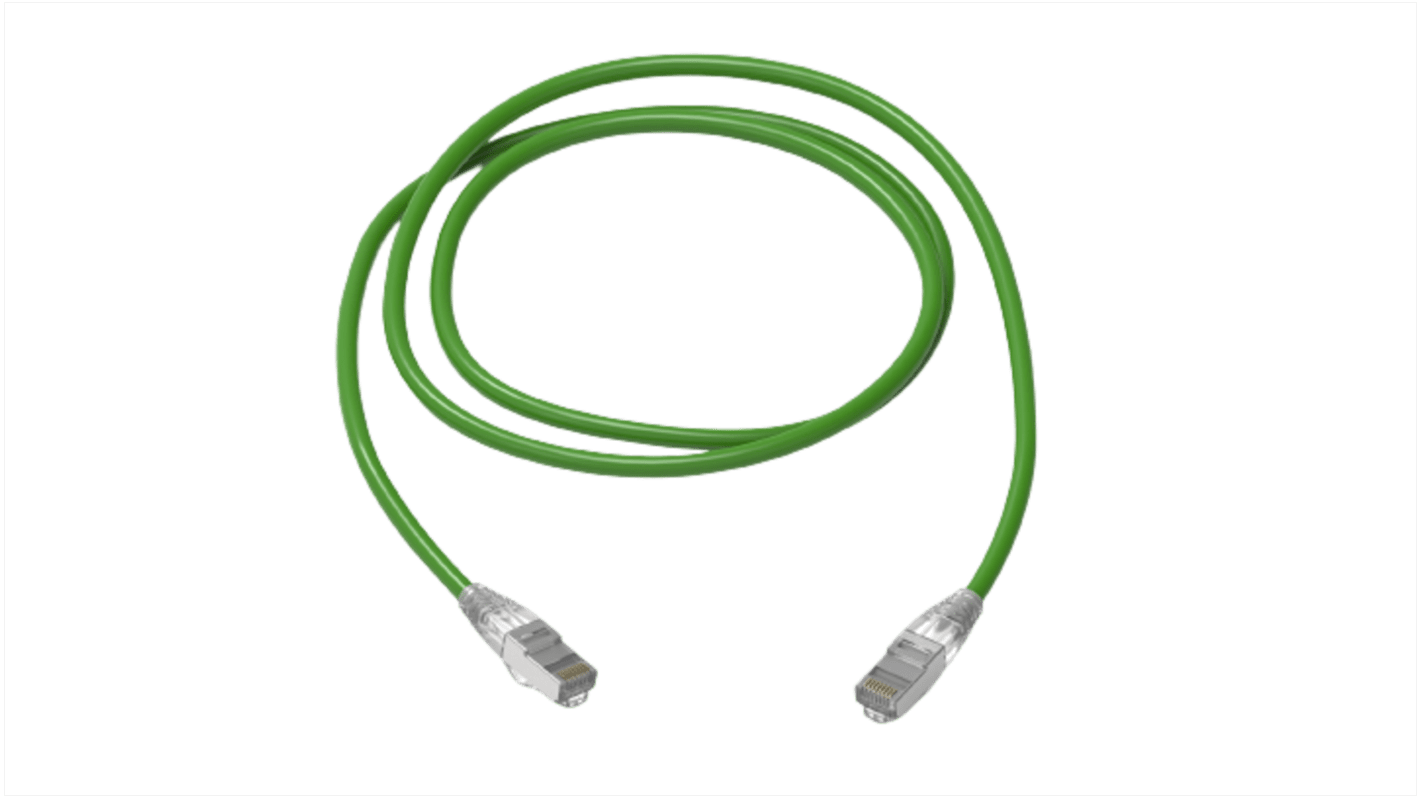 Câble Ethernet catégorie 6a S/FTP HellermannTyton Connectivity, Vert, 2m Avec connecteur