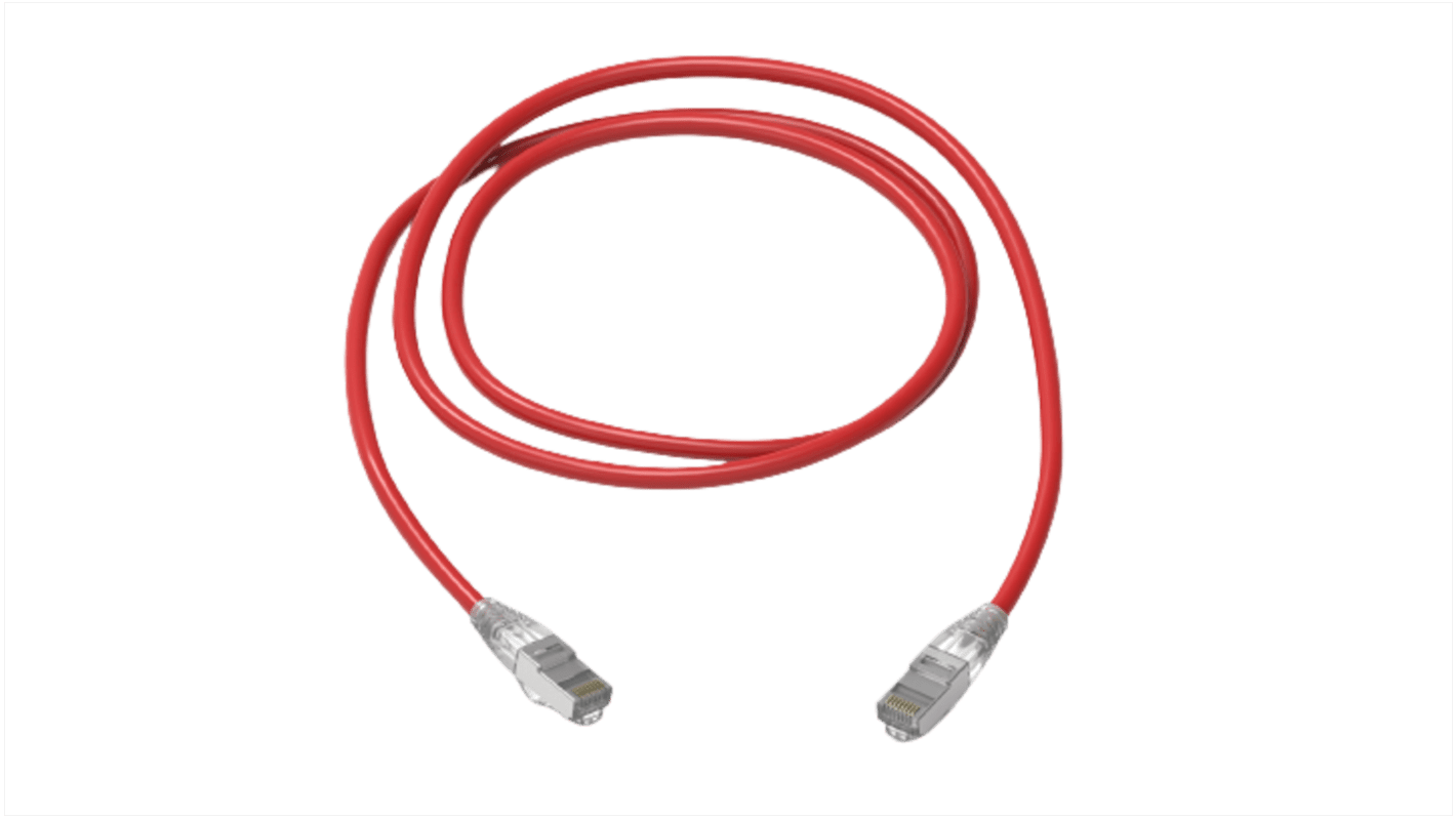 Amphenol Industrial Cat6a RJ45 to RJ45 Ethernet Cable, S/FTP, Red, 1m