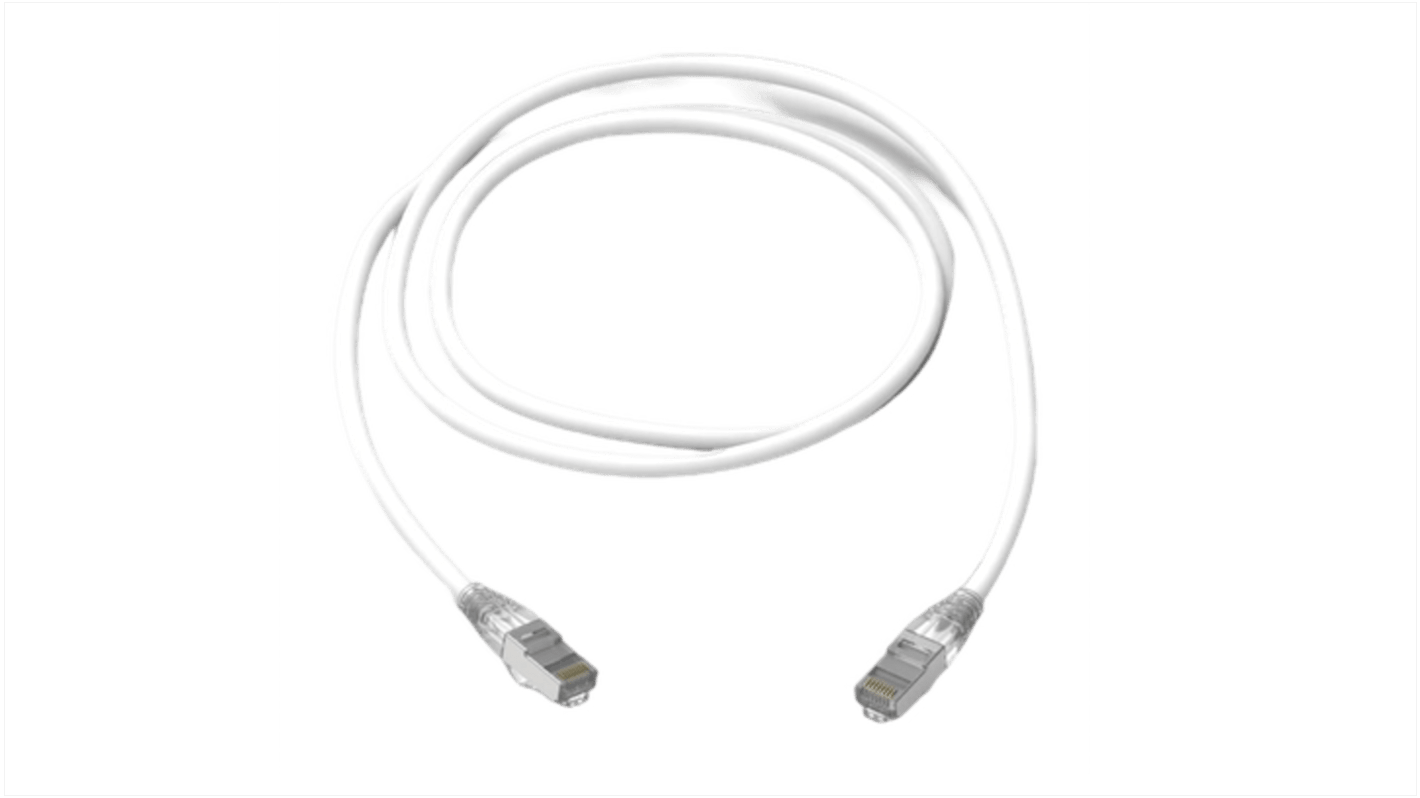 Amphenol Industrial Cat6a RJ45 to RJ45 Ethernet Cable, S/FTP, White, 2m
