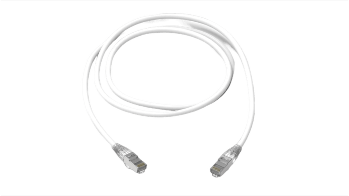 Amphenol Industrial Cat6a RJ45 to RJ45 Ethernet Cable, S/FTP, White, 3m