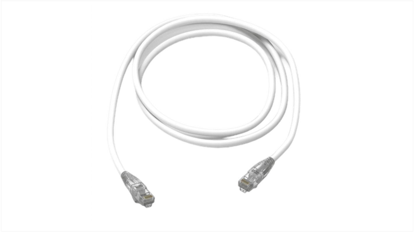 Amphenol Industrial Cat6 RJ45 to RJ45 Ethernet Cable, Unshielded, White, 2m