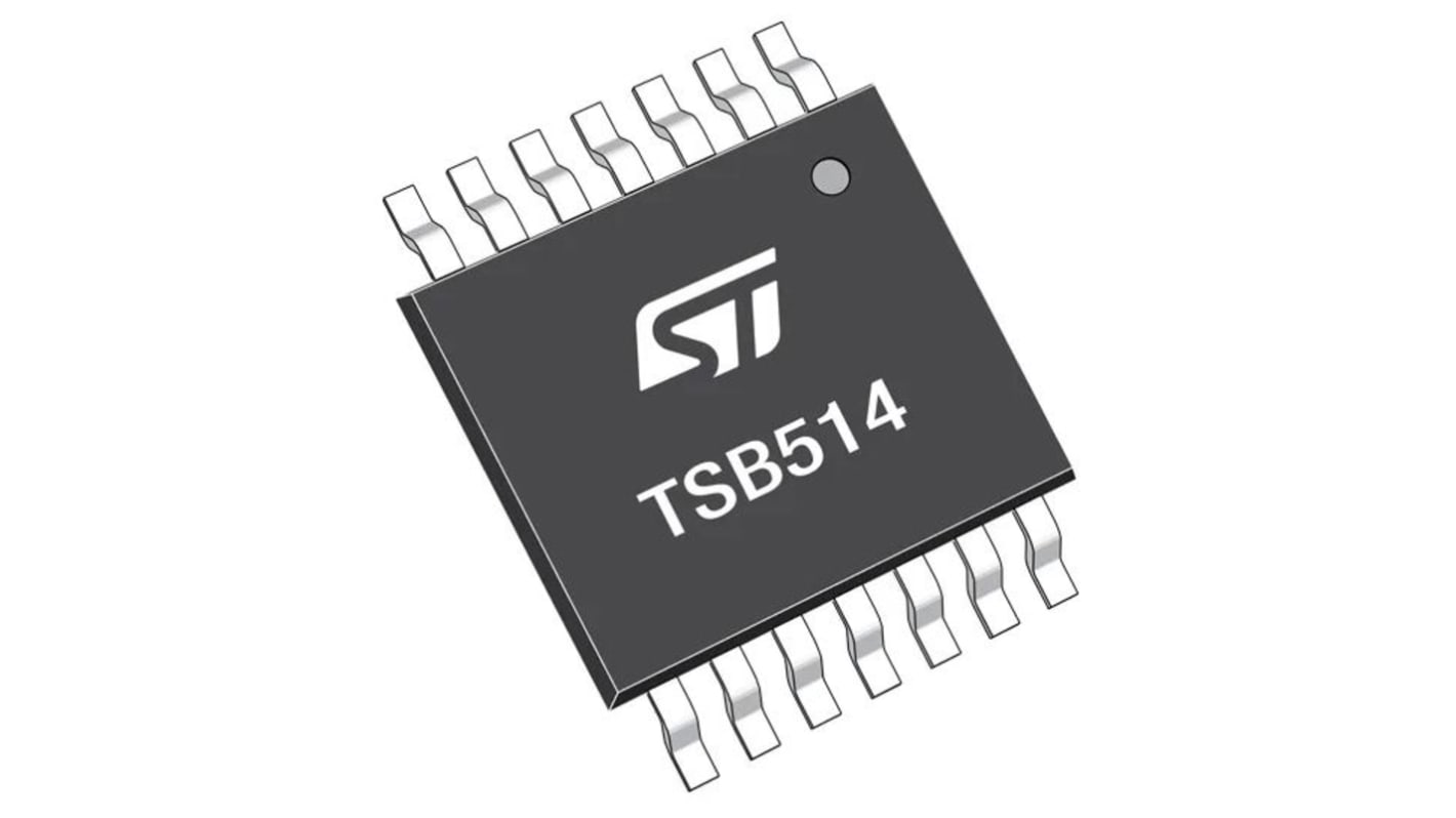 TSB514IYPT STMicroelectronics, Low Noise, Op Amps, RRIO, 6MHz, 14-Pin TSSOP14