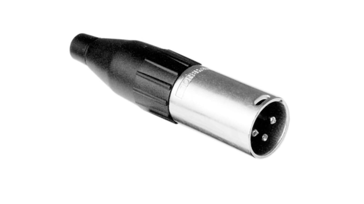 Conector XLR Macho Recto de 3 pines Amphenol Audio revestidos de Plata, 15A, Montaje de Cable