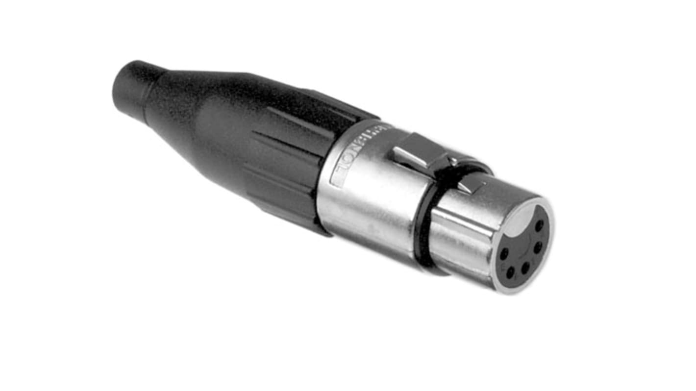 Conector XLR Hembra Recto de 5 pines Amphenol Audio revestidos de Plata, 7.5A, Montaje de Cable