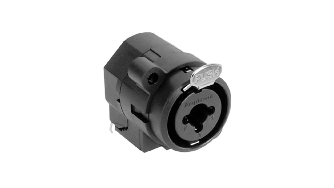 ACJC6HBULK Amphenol Audio Chassis Mount XLR Connector, Horizontal, Female, IP40, 50 V, 1 Way