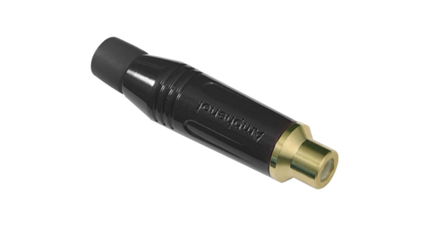 Conector RCA Hembra Amphenol Audio, 10A, color Negro, Montaje de Cable