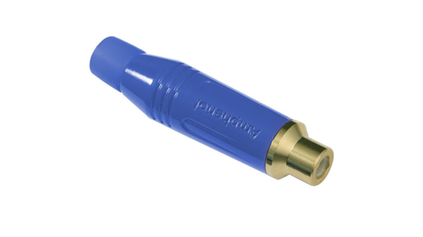 Conector RCA Hembra Amphenol Audio, 10A, color Azul, Montaje de Cable