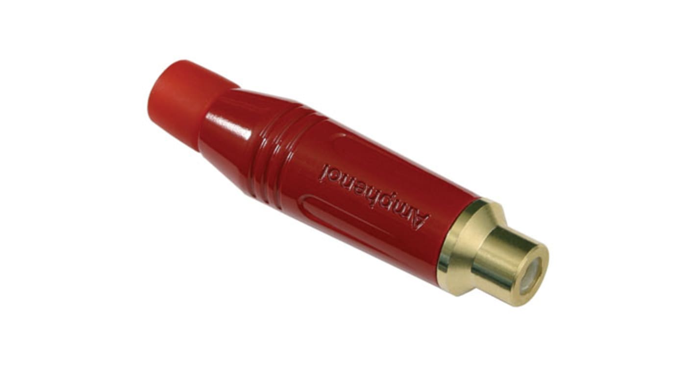 Conector RCA Hembra Amphenol Audio, 10A, color Rojo, Montaje de Cable