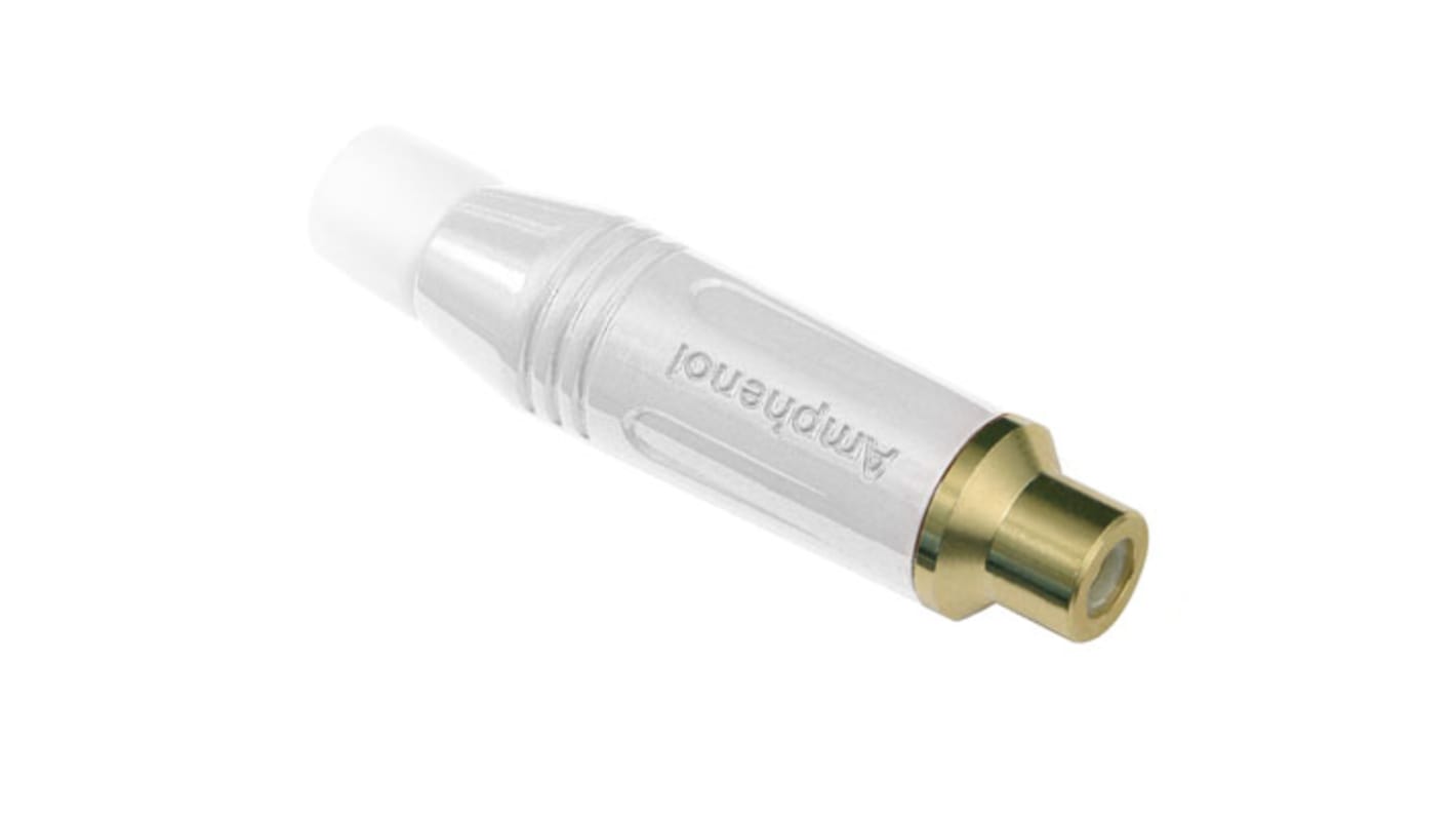 Conector RCA Hembra Amphenol Audio, 10A, color Blanco, Montaje de Cable